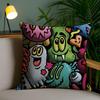 Abstract Painting Cushion Cover Plush Fabric Soft Double-Sided Printed Invisible Zipper Sofa Pillow Case Home Decor