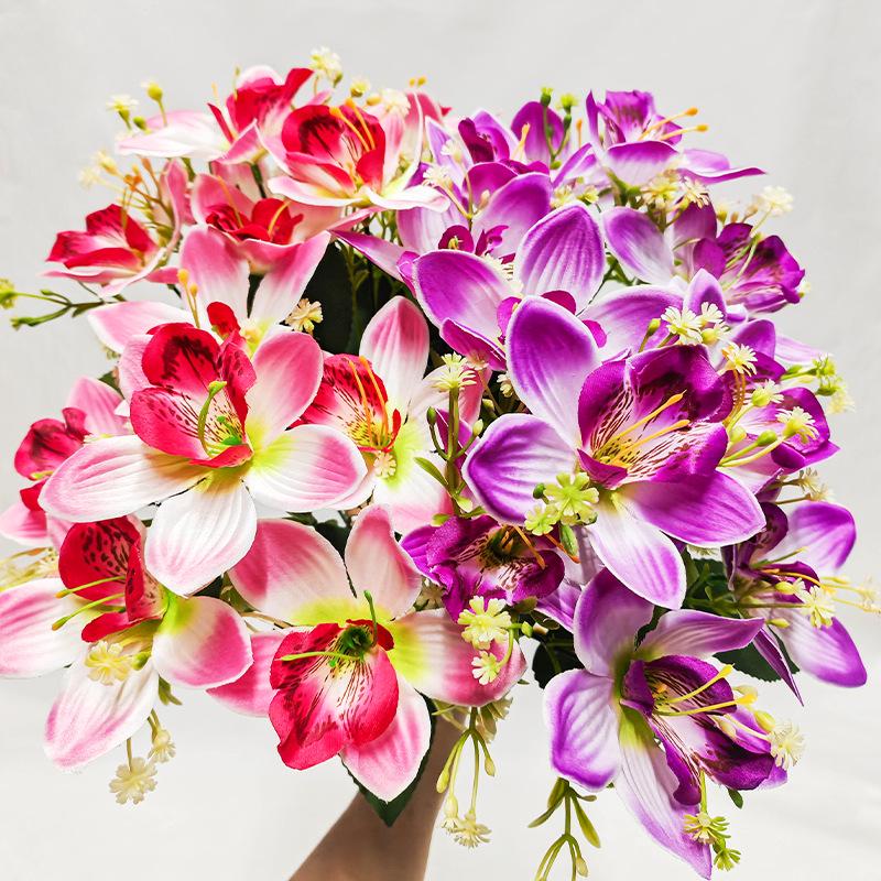 Silk Orchid Bouquet Winter Style Wedding Decor Handcrafted Dining Table Ornament