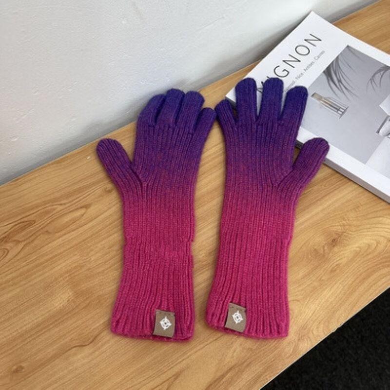 

Milian Long Gradient Wool Blend Knitted Gloves One Size