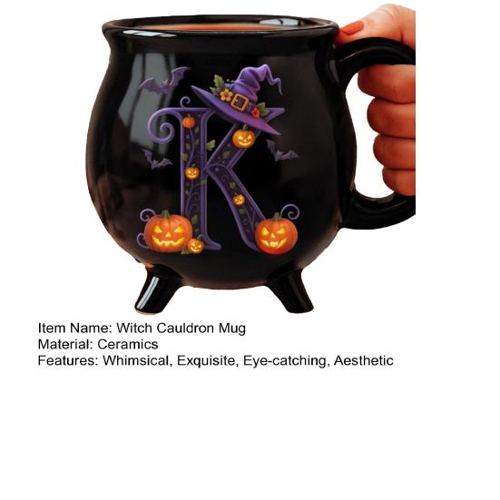 Yousheng 12oz Witch Cauldron Mug Personalized Halloween Coffee Mug Ceramic Witches Brew Tea Cup Halloween Birthday Gift for Women Besties Family