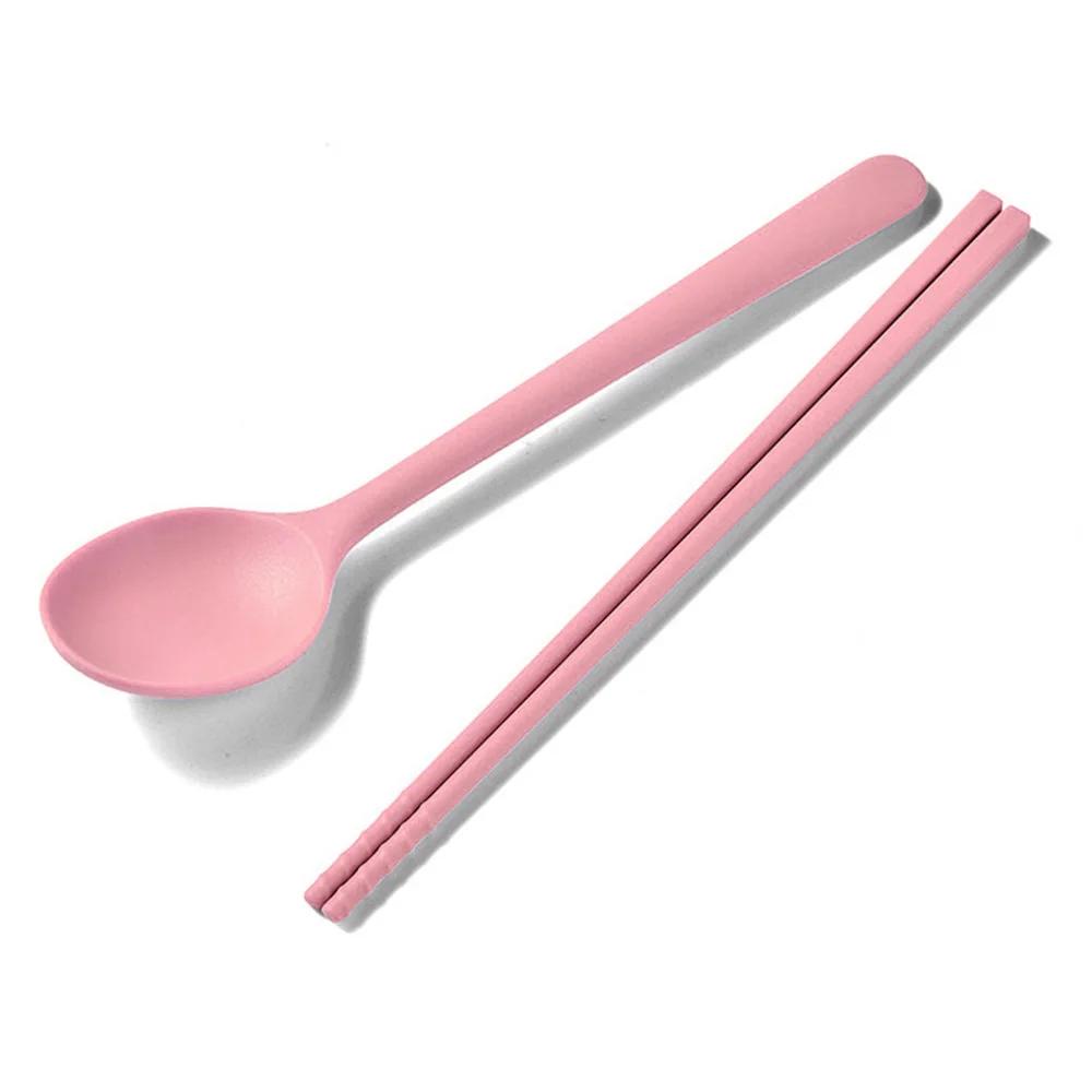 Korean 2/8Pcs Resuable Tableware Set High Quality Silicone Dinner Set Colorful Dinnerware Spoon Chopsticks Flatwaare Cutlery Set