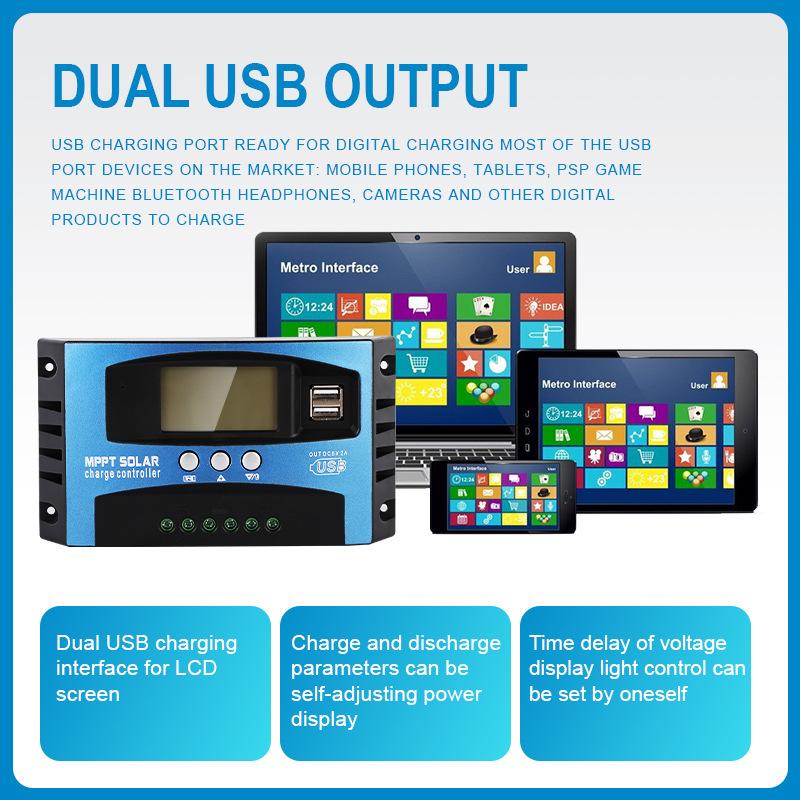 Cross-border Solar Controller: 12/24V Auto Identification MPPT for Photovoltaic Power Charging