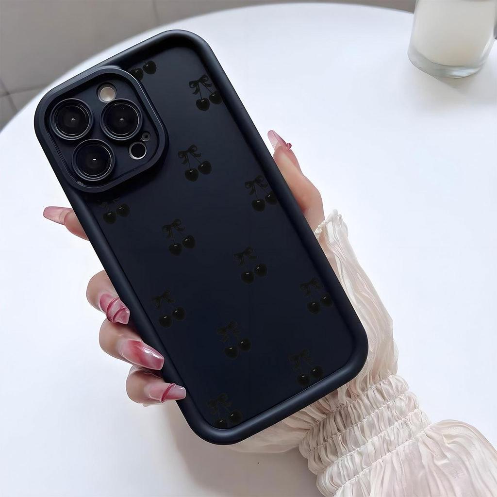 Schwarze Kirschholz Rauch Rillen Handyhülle für iPhone 14/15/16/17 Pro Max