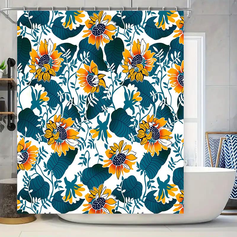 

Sunflower Leaves Shower Curtain 3D Printed Bath Decor For Home Decoration W60H190(CM)-1 Pcs