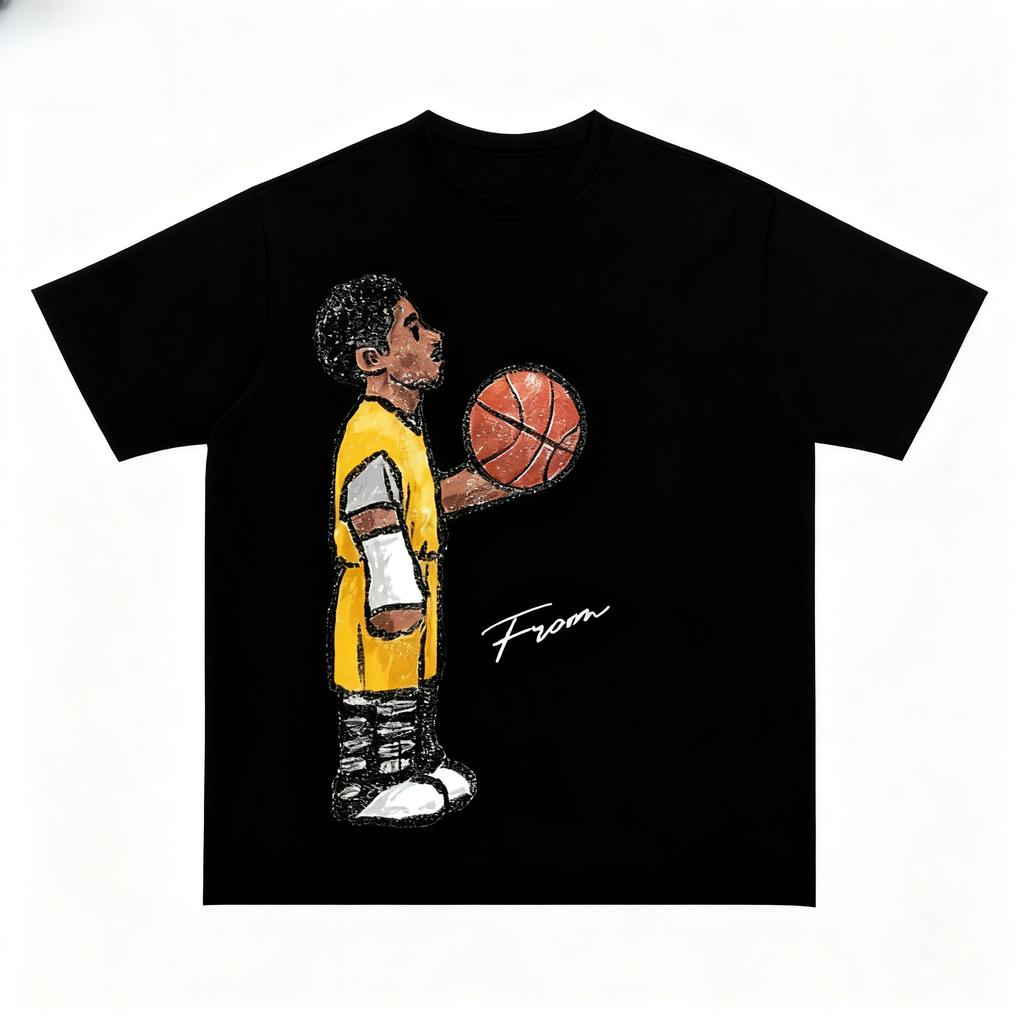 2025 Autumn and Winter New Star Playing Ball Printed Short-sleeved T-shirts Comfortable High-quality Cotton Versatile T-shirts