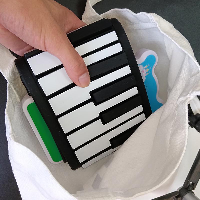 White Portable Roll-Up Piano Instrument Tote Bag