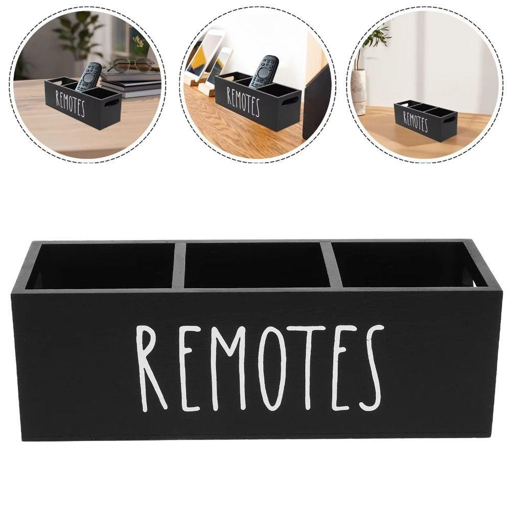 With Handle Desktop Storage Box Solid Wood Pencils Holder Black Desktop Organizer  Office