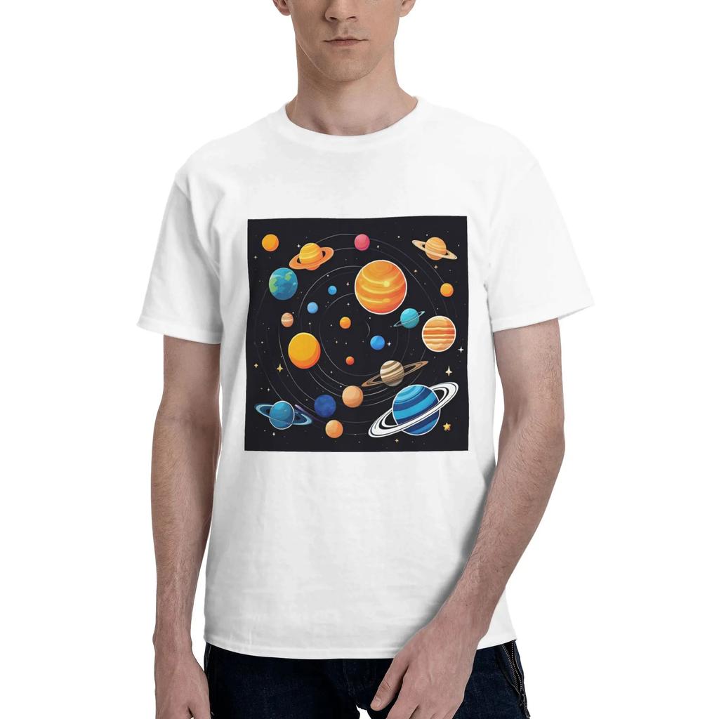 Solar System Space Planets Universe Men TShirt Plus Size T Shirts Mens ONeck Cotton Tees Short Summer Male