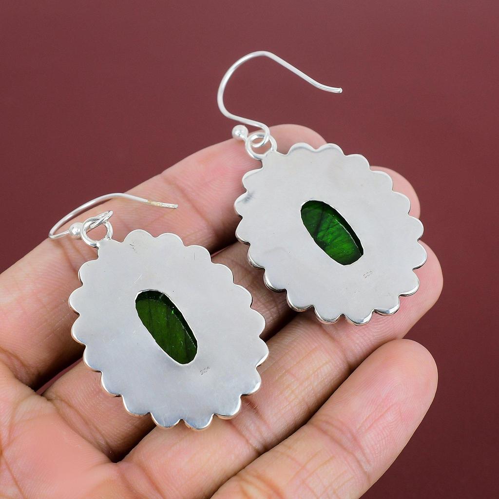 Green Fire Labradorite Earring Gemstone Earring Antique Jewelry 925 Sterling Silver Earring Handmade Jewelry Gift For Friend Stylish Earring
