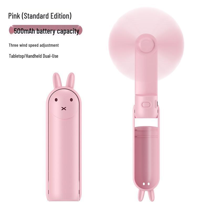 Mini Portable Foldable Desktop Fan - Cute Handheld USB Rechargeable for Students & Kids
