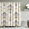 Vintage Blumen-Duschvorhang Gold-Creme und Braun Druck für Badezimmerdekoration Wasserabweisendes Gewebe Größe 180x240cm