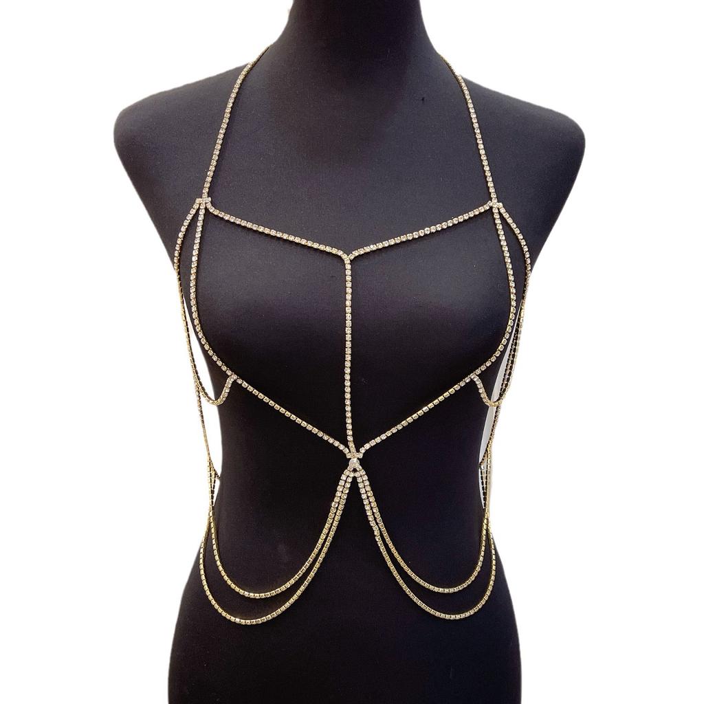 European And American Fashion Jewelry Sexy New Rhinestone Claw Chain Bikini Chest Chain Body Chain
