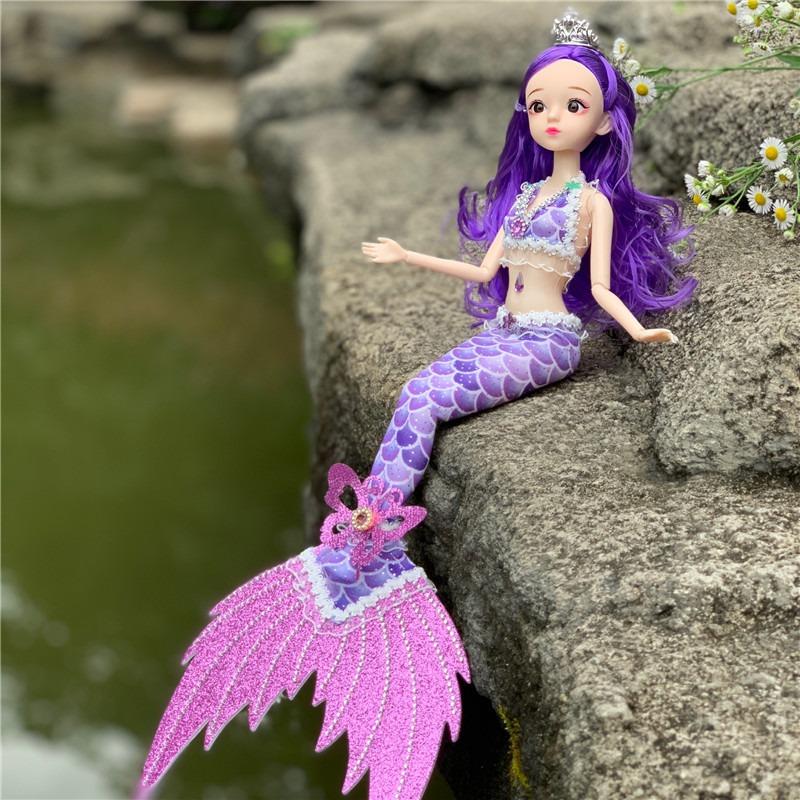 Diamond Tail Mermaid Doll Butterfly Wings, Princess Doll, Girl's Birthday Present. 13 Bjd Girl Doll Toy