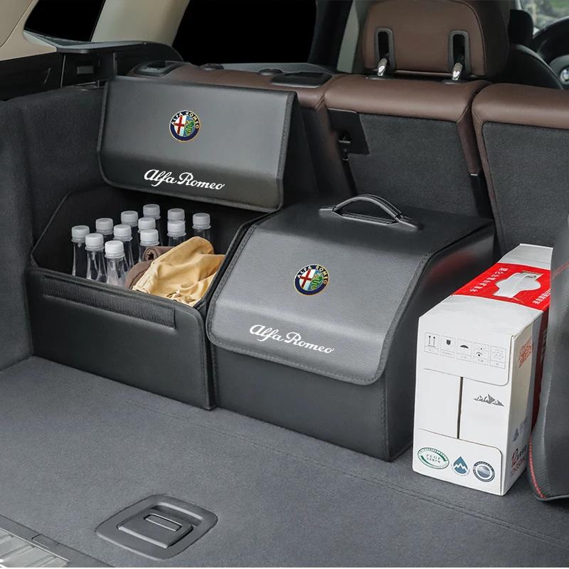 Car Stickers For Alfa Romeo Car Trunk Storage Bag Leather Camping Box Collapsible For Alfa Romeo Giulietta GT 159 147 156 Mito B