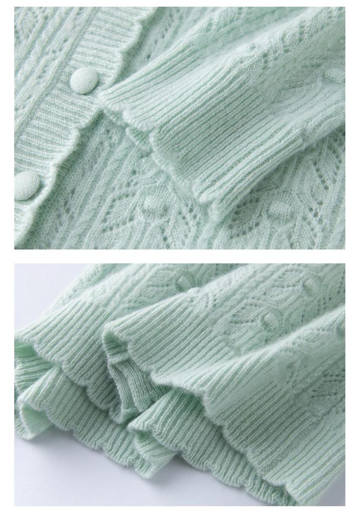 Heavy Industry Cashmere Crochet Hollow Cardigan - Women's Autumn/Winter Loose Knit Fashion Sweater Coat