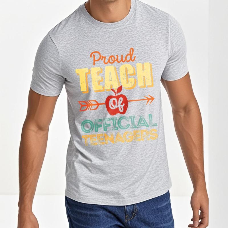 Casual Tshirt Solid Color For Unisex Oneck Tshirt Brand Proud Teach Of Official Teenagers Basic For Him Tshirt Summer Unisex Tees