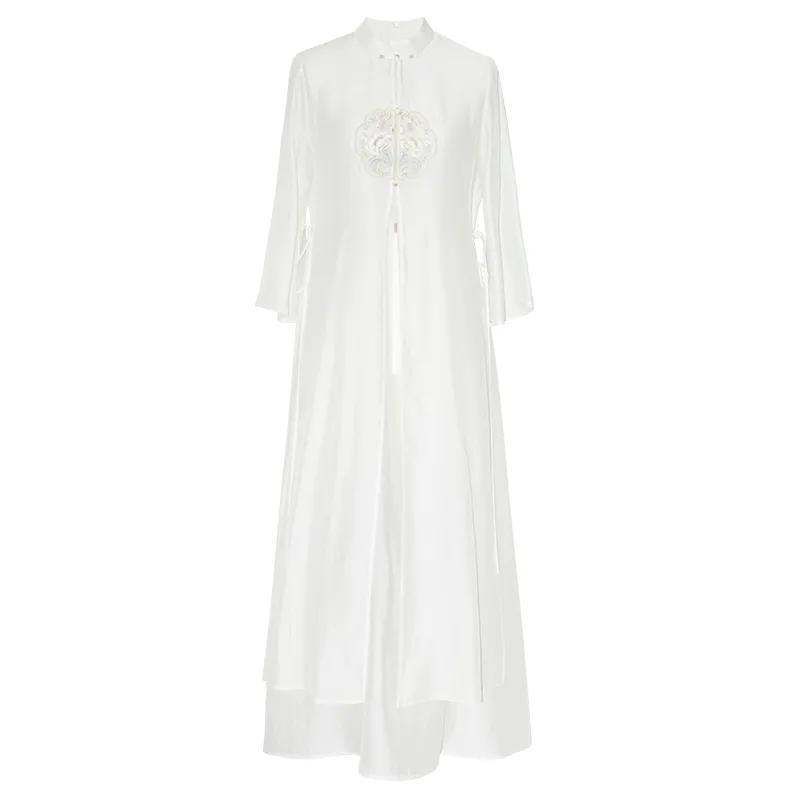 Women's Spring and Summer Embroidered Gentle Cheongsam Retro Dress with High Slit