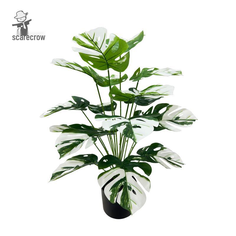 White Variegated Monstera Artificial Plant for Home, Office, or Outdoor Decor
