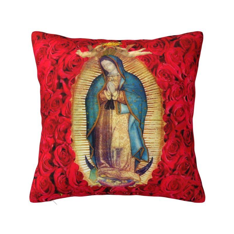 Our Lady Of Virgin Mary Mexico Pillow Covers Living Room Christian Jesus Saint Catholic Luxury Cushion Cover Velvet Pillowcase