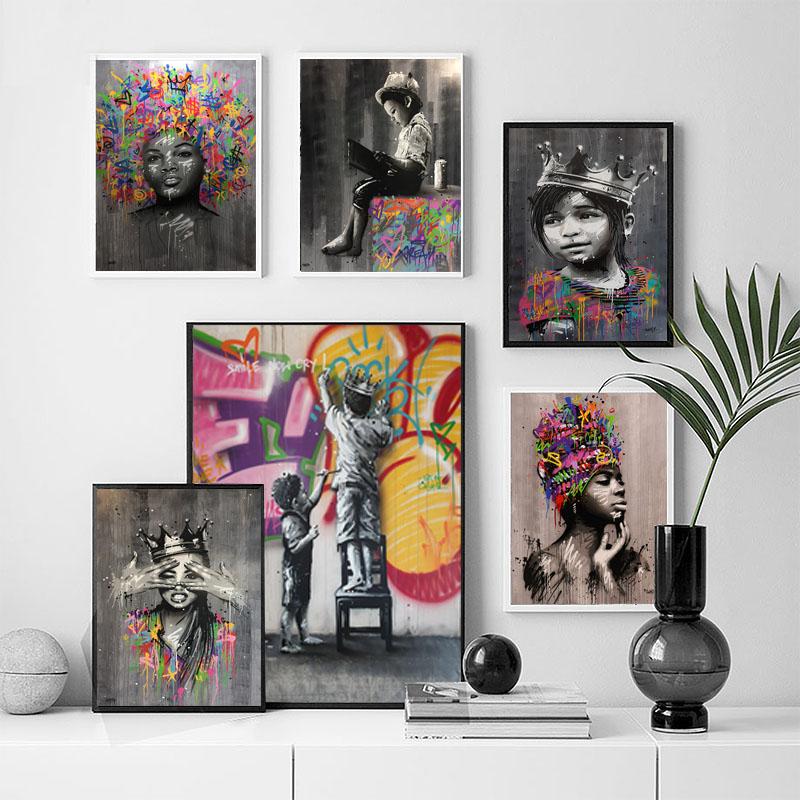 Street Graffiti Art Girl Abstract Canvas Painting On The Wall Posters for Living Room Paintings Prints Picture Bed Room Decor