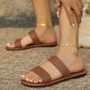 Women's Plus Size Woven Flat Slippers - Summer 2025 Beach Sandals