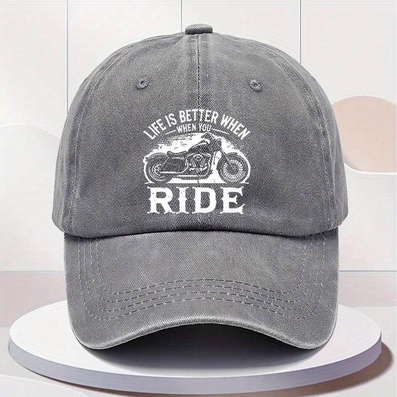 Mens Vintage Washed Baseball Cap with Adjustable Snapback  Lightweight Retro Flat RIDE Lettering Cap Suitable for Outdoor