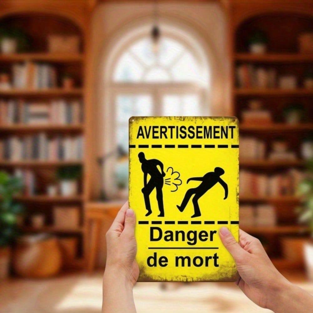 1pc French Warning Metal Sign, Humble Quote Vintage Rustic Plaque for Home Kitchen Dining Bedroom Bath