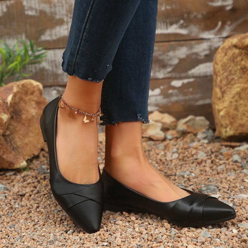 Women's Spring New Shallow Mouth Fashionable Versatile Flats Casual Comfortable Soft Bottom shoes Elegant Simple Work Shoes