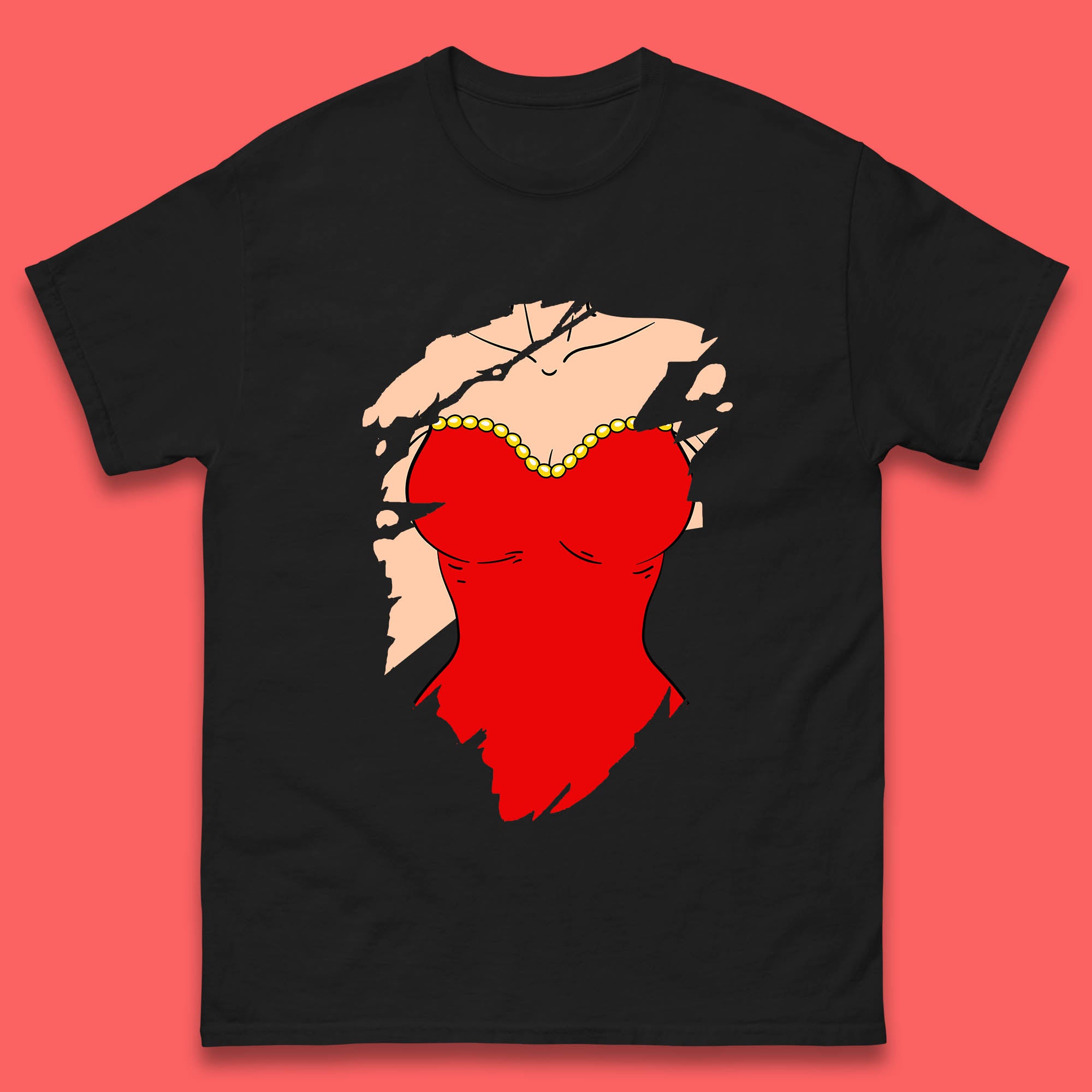 

Beautiful Sexy Glamour Blonde Girl Stylish Trendy Dressing In Red Mini Dress Mens Tee Top L