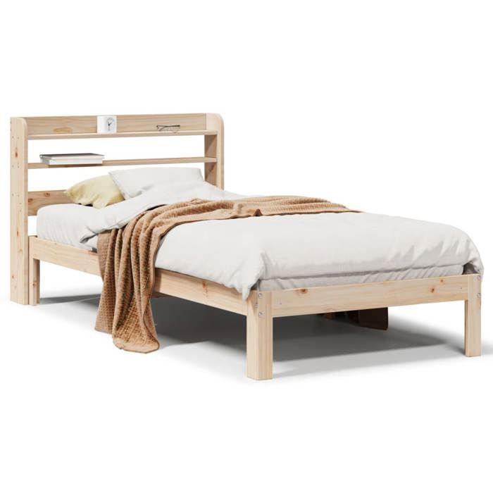 VidaXL Cadre de lit avec tête de lit 75x190 cm bois de pin massif, lit, mobilier de chambre, lit en bois, lit simple, cadre 3306772