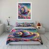 Colorful Snail Art Set Decoration Bedding Set With 1 Duvet Cover 2 Pillowcases Single Double King Queen, Gift