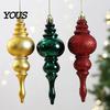 Decorative Hanging Ornaments for Home 6 Pcs Finial Drop Christmas Ornament, Glitter Shatterproof Plastic Tree Decorations Decoration Holiday Decor DIY