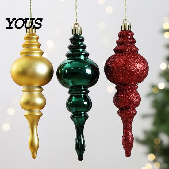Decorative Hanging Ornaments for Home 6 Pcs Finial Drop Christmas Ornament, Glitter Shatterproof Plastic Tree Decorations Decoration Holiday Decor DIY