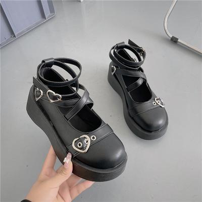Cross Bandage Women Shoes Platform Lolita Shoes On Heels Shoes for Women 2023 Loli Thick Heel Kawaii Cosplay Mary Jane Shoes