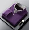Men's Autumn/Winter Thickened Long-Sleeve Top, Half-High Collar, Plus Velvet Warm Knit Base Layer.