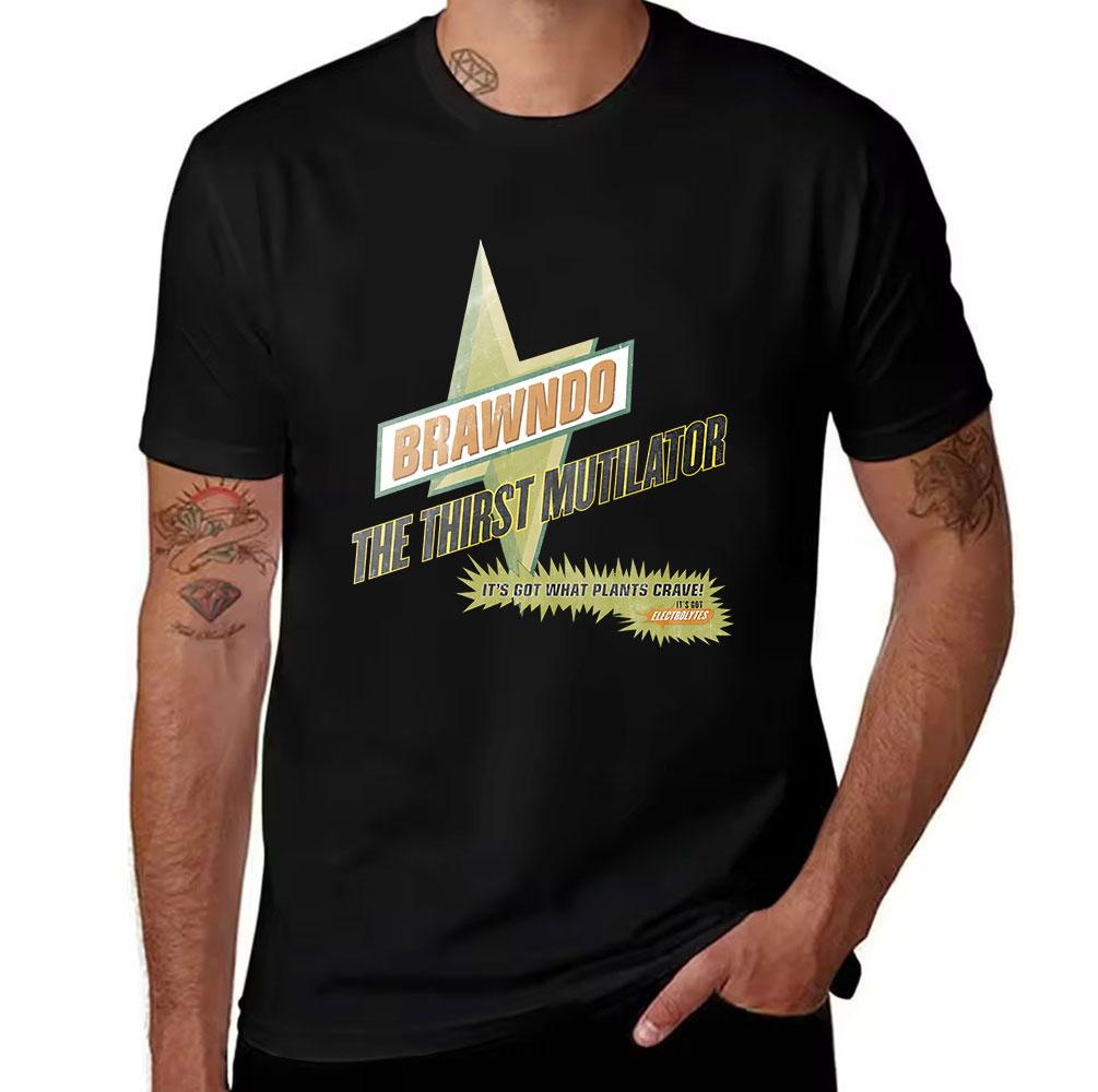 Unisexs Cotton Tshirt Brawndo The Thirst Mutilator Graphic Print Tee Its Got What Plants Crave Electrolytes Themed Shirt