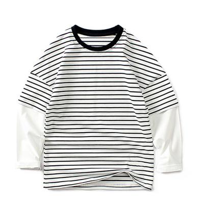 Langarm Schnitt und Baumwolle Weiß 150 [KISBINI] Kinderkleidung, T-Shirt, Jungen, genäht, Kinder, Oberteile, Parka, Bordüre, Jungen, Frühling, Herbst, Winter,
