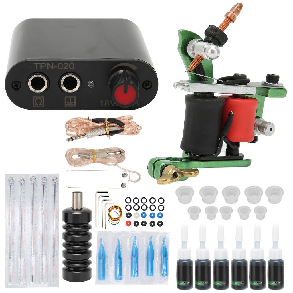 Complete Tattoo Starter Kit Tattoo Machine Gun 6 Inks Power Supply Pedal Needles Grips for Beginner