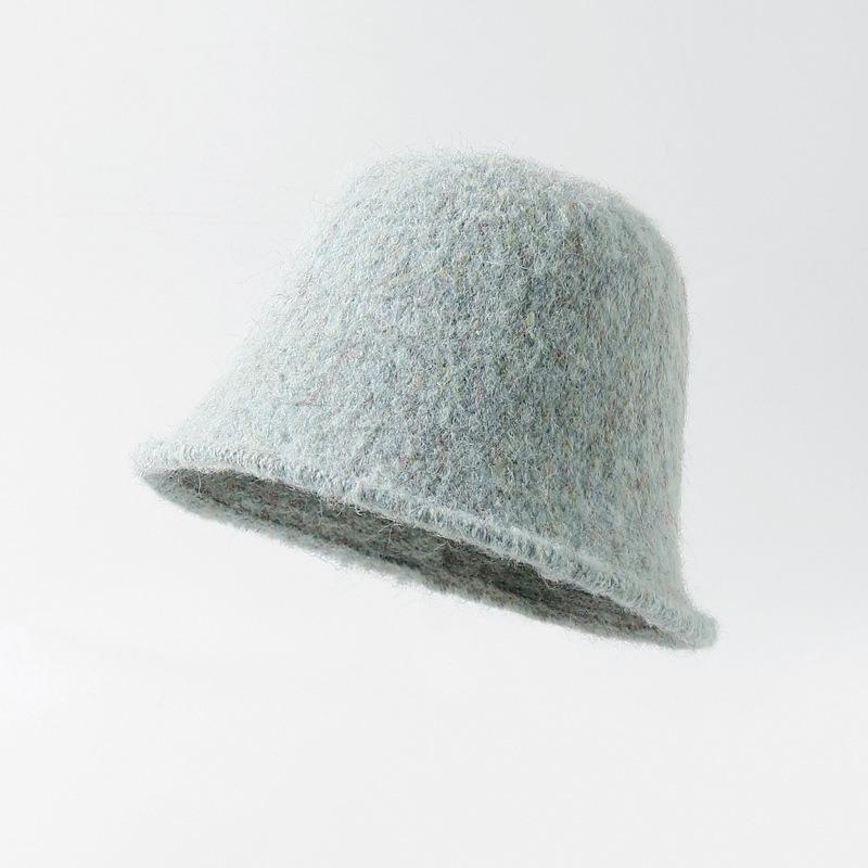 Women S Korean Style Solid Wool Winter Fisherman Hat