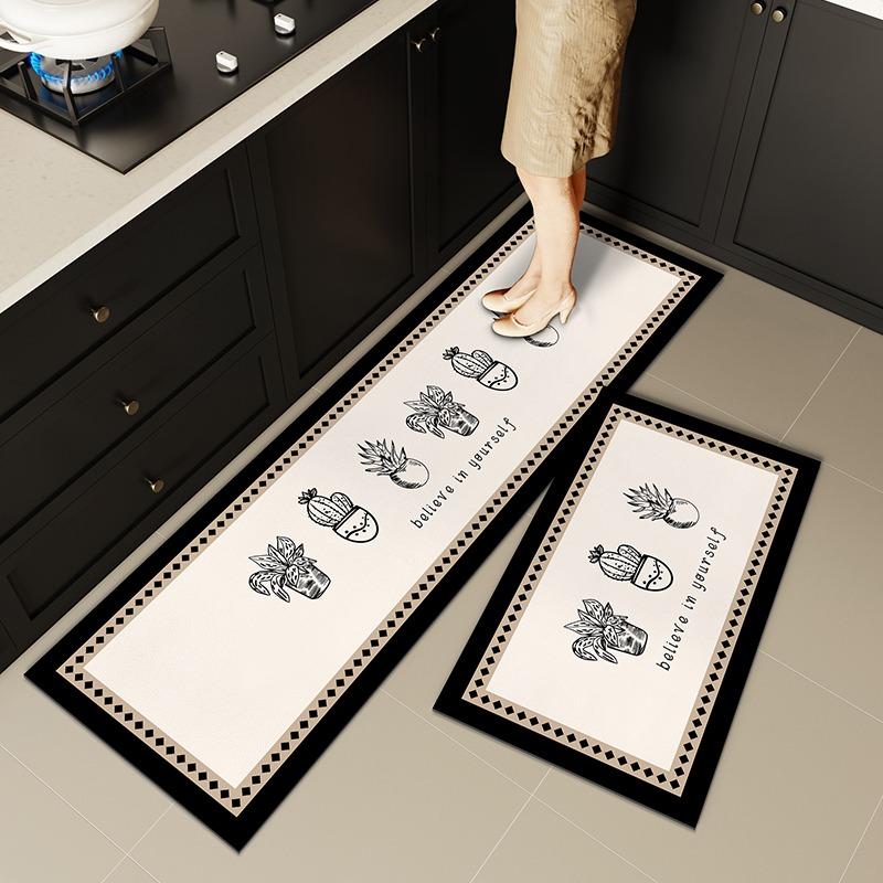 

Ковер для кухни Нескользящий Маслостойкий Моющийся Кожаный Напольный Коврик Черный Цветок Вода ПВХ Коврики Домашнее Украшение Коврики Длинного Размера 1pc 50x80cm