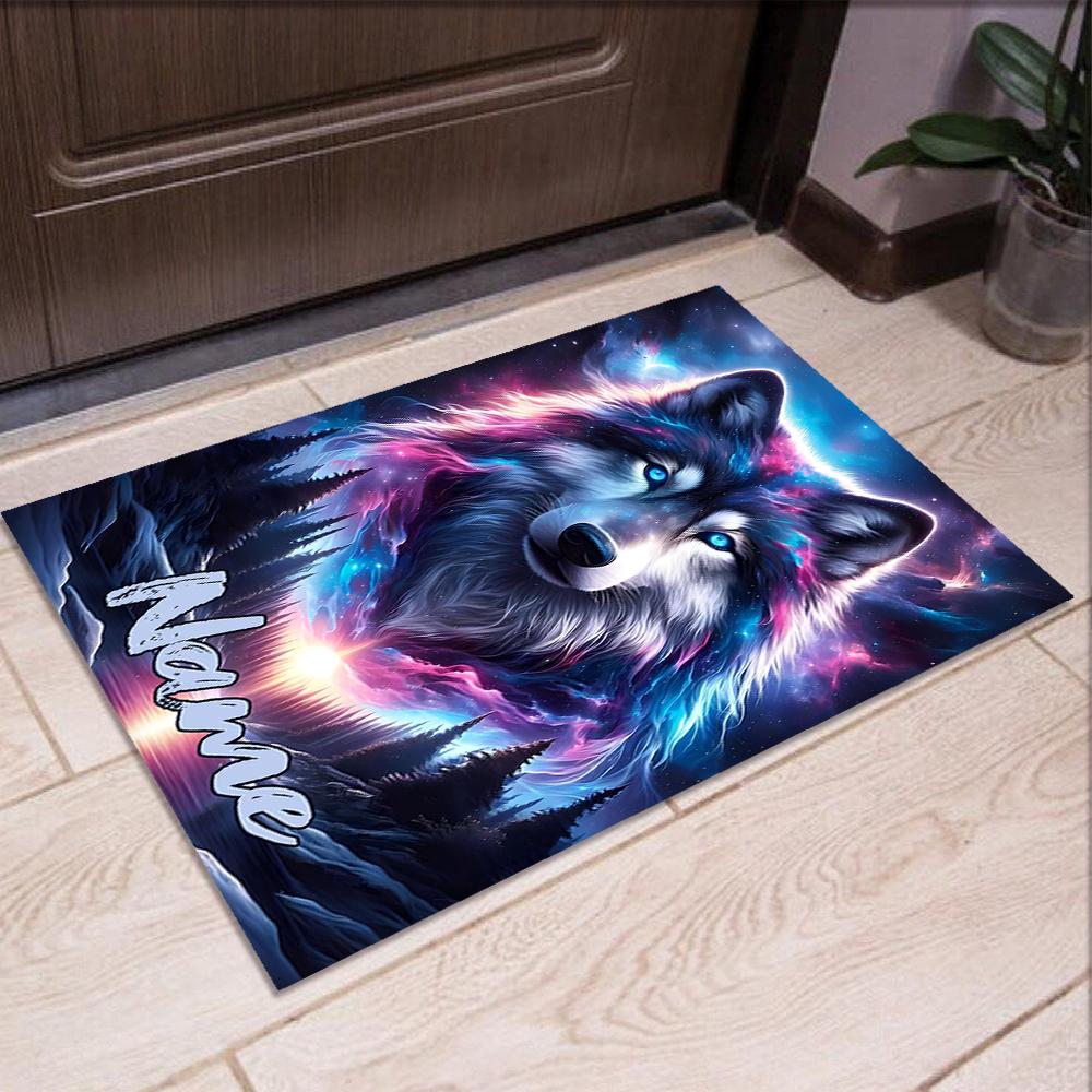 Custom Name Wolf Printed Carpet,Rug for Office Chair Living Room Bedroom Kitchen Room Decor Gifts.