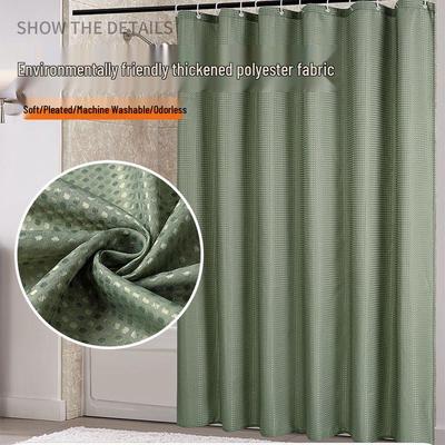 Cortina de Chuveiro Jacquard Waffle de Poliéster Cor Sólida - Divisória Impermeável e à Prova de Mofo, Instalação Sem Furos.