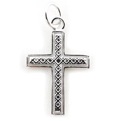 [J3808] - Silver 'Cross' Pendant - 14x20 Mm