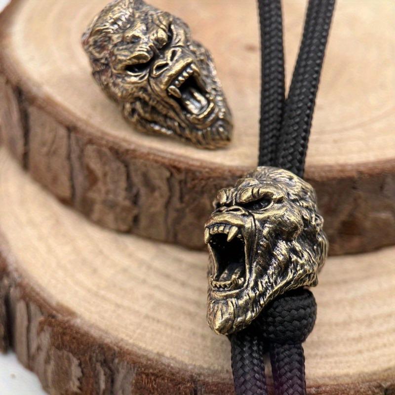 Roaring Gorilla Brass Knife Bead EDC Outdoor DIY Accessories Woven Lanyard Pendant Jewelry Punk Bracelet Charms