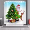 Curtain Shower Christmas With Hook Waterproof Fabric Bathroom Santa Xmas Claus