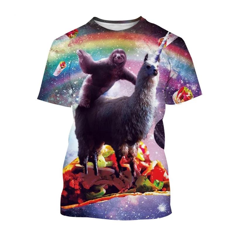 

Смішна футболка Galaxy Sloth для чоловіків, дітей, повсякденна, з тваринами, піцою, 3D-принтом, вуличний одяг, топи великих розмірів, футболки з коротким рукавом S