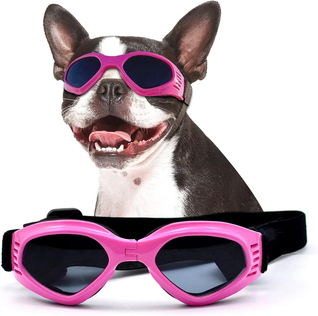 ATUBAN Dog Sunglasses for UV Protection Wind Protection Dust Protection Adjustable Strap Pet Glasses for Snow Beach Motorcycle