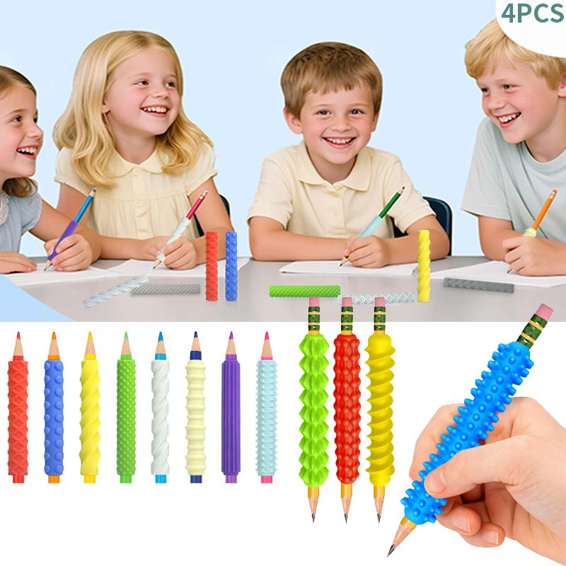 4Pcs Youngsters Superior-Grade Adults Superior-Grade Silicone High-Standard Textured Premium-Quality Pencil Superior-Grade Grips Superior-Grade