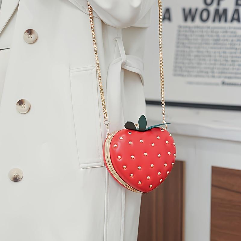 

Женская сумка кроссбоди «Клубничка» - Сумочка со съемным ремешком-цепочкой, синтетическая сумочка для повседневной носки и официальных мероприятий, подарок на День святого Валентина для женщин красный