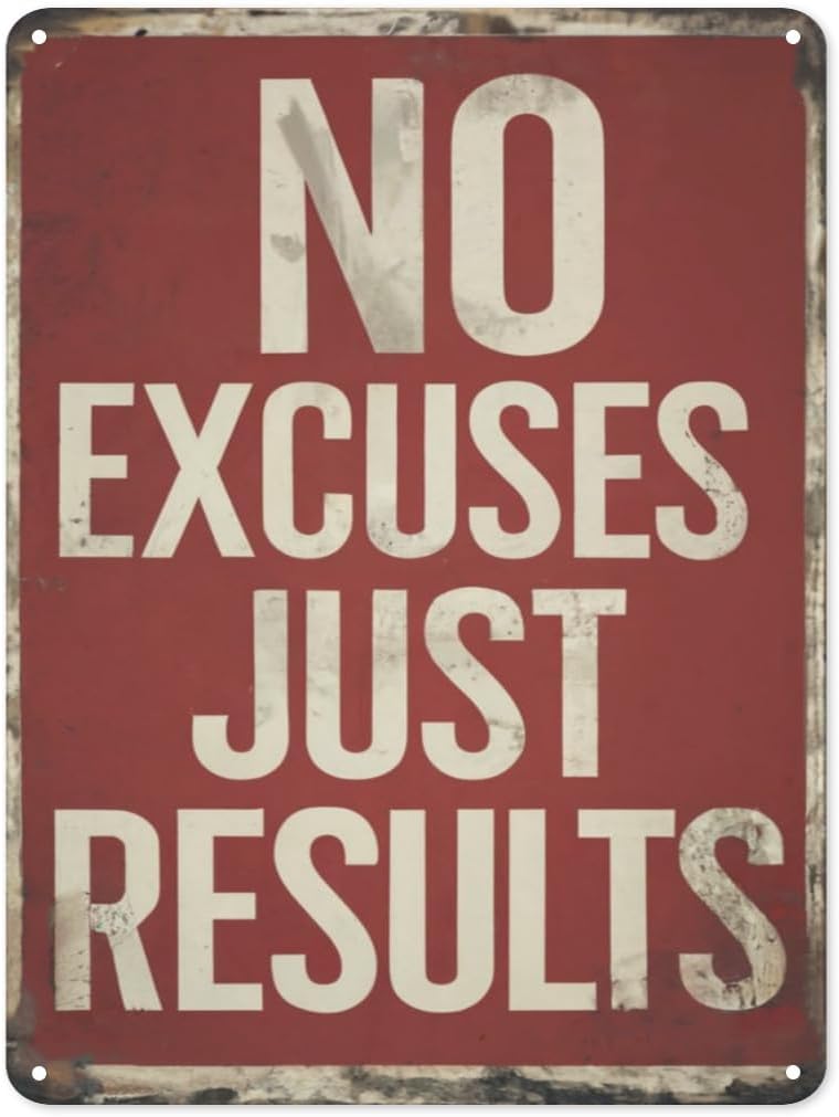 Gym Tin Sign Gym Sport Metal Tin Signs No Excuses Just Results Sign Gym Inspirational Quotes Wall Art Gym Motivation Motivati 20x30cm(7.8x11.8inch)